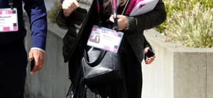Monica Lewinsky arrives at the TED talks conference in Vancouver Canada