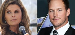 Maria Shriver and Chris Pratt collage.