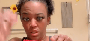 Tessica Brown showing off chunks of hair