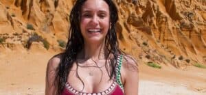 Nina Dobrev rocks a red bikini