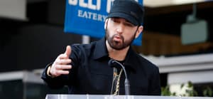 Eminem, Marshall Bruce Mathers III at the 50 Cent Star Ceremony on the Hollywood Walk of Fame on January 30, 2019 in Los Angeles, CA