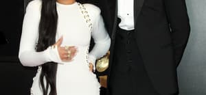 Lauren London and Nipsey Hussle at the 2019 Grammy Awards