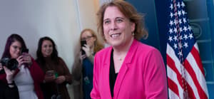 'Jeopardy!' champ Amy Schneider speaks to the media at The White House