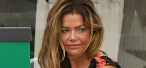 Denise Richards shows fellow Housewives a social media meme after they grab lunch together at the Ivy
