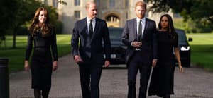 The Princess of Wales the Prince of Wales and the Duke and Duchess of Sussex meeting members of the public at Windsor Castle in Berkshire following the death of Queen Elizabeth II on Thursday
