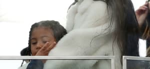 Kim Kardashian seen at a rainy London eye with her kids filming for her new tv series