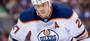 Milan Lucic waits for the face-off during NHL game between the Edmonton Oilers and the Vancouver Canucks at Rogers Arena in Vancouver, Canada.