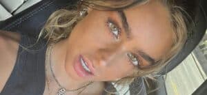 Sommer Ray takes a selfie in the car.