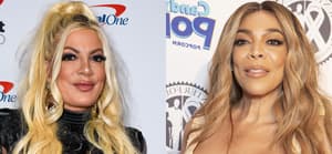 A collage of Tori Spelling and Wendy Williams smiling on red carpets