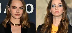 A collage of Cara Delevingne and girlfriend Minke posing on red carpets