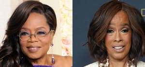 A collage of Oprah Winfrey And Gayle King smiling