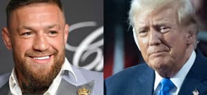 A photo collage of Conor McGregor and Donald Trump