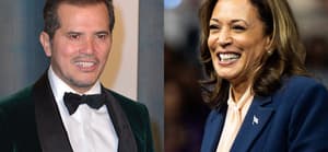 A photo collage of John Leguizamo and Kamala Harris