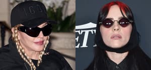 A photo collage of Madonna and Billie Eilish