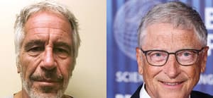 A photo collage of Jeffrey Epstein and Bill Gates