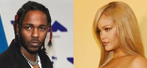 A photo collage of Kendrick Lamar and Rihanna