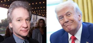 A photo collage of Bill Maher and Donald Trump