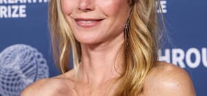 Gwyneth Paltrow wearing a Donna Karan New York RE15 gown, Messika jewelry, and Santoni shoes arrives at the 11th Annual Breakthrough Prize Ceremony 2025
