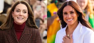 A photo collage of Kate Middleton and Meghan Markle