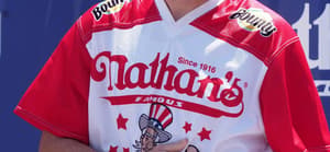 Joey Chestnut at 2021 Nathan's Hot Dog Eating Contest