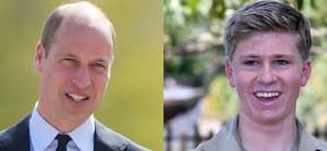 A photo collage of Prince William and Robert Irwin