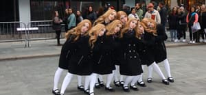 Actors from the new horror film M3GAN seen performing on the Today Show Plaza