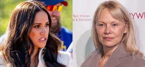 A photo collage of Meghan Markle and Pamela Anderson