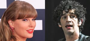 A photo collage of Taylor Swift and Matty Healy