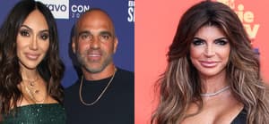 A photo collage of Melissa Gorga with Joe Gorga and Teresa Giudice