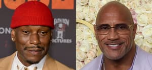 A photo collage of Tyrese Gibson and Dwayne Johnson