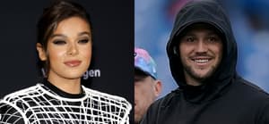 A photo collage of Hailee Steinfeld and Josh Allen