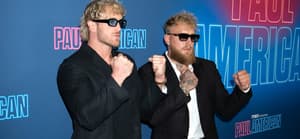 Logan and Jake Paul posing on the red carpet.