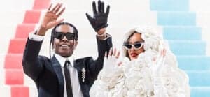 A$AP Rocky and Rihanna posing at MET Gala