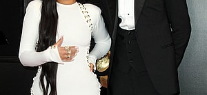 Lauren London and Nipsey Hussle at the 2019 Grammy Awards