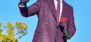 Bachelor Clayton Echard is all smiles while on a parade float in the 2022 Rose Parade in Pasadena Ca