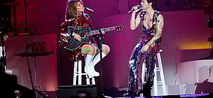 Harry Styles and Shania Twain performs together at Coachella Music Festival in Indio CA