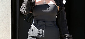 Kourtney Kardashian is seen leaving boohoo on Melrose place