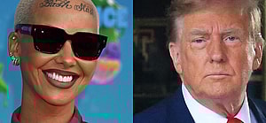 A photo collage of Amber Rose and Donald Trump
