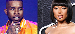 A phot collage of Tory Lanez and Megan Thee Stallion