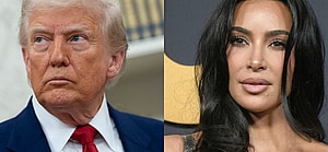 A photo collage of Donald Trump and Kim Kardashian