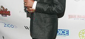 "RHOA" star Dwight Eubanks posing on the red carpet during New York Fashion Week Spring/Summer 2013.
