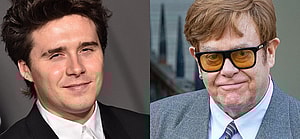 A photo collage of Brooklyn Beckham and Sir Elton John