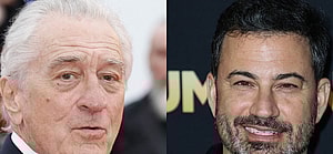 A photo collage of Robert De Niro and Jimmy Kimmel