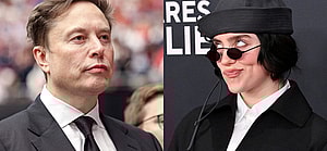 A photo collage of Elon Musk and Billie Eilish