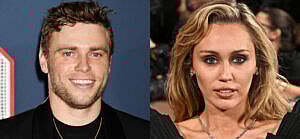A photo collage of Gus Kenworthy and Miley Cyrus