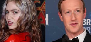 Portraits of Grimes and Mark Zuckerberg