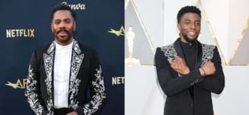 A side-by-side collage of Colman Domingo and Chadwick Boseman