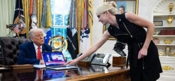 Donald Trump and Natalie Harp in the Oval Office