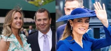 Peter Phillips and Harriet Spearing at Wimbledon 2024 (left) Kate Middleton (right)