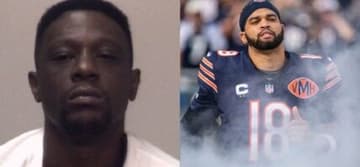 Photo collage of Caleb Williams and Boosie.